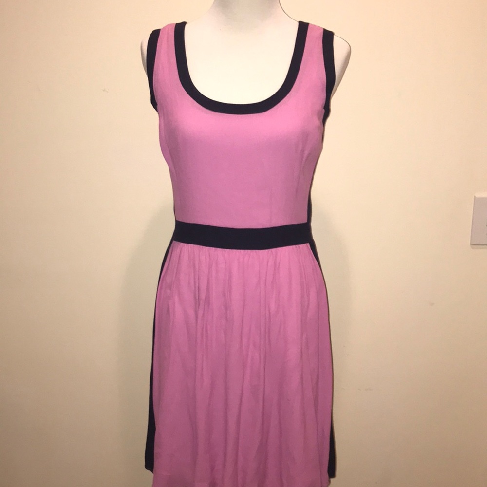 Pink and navy shift dress